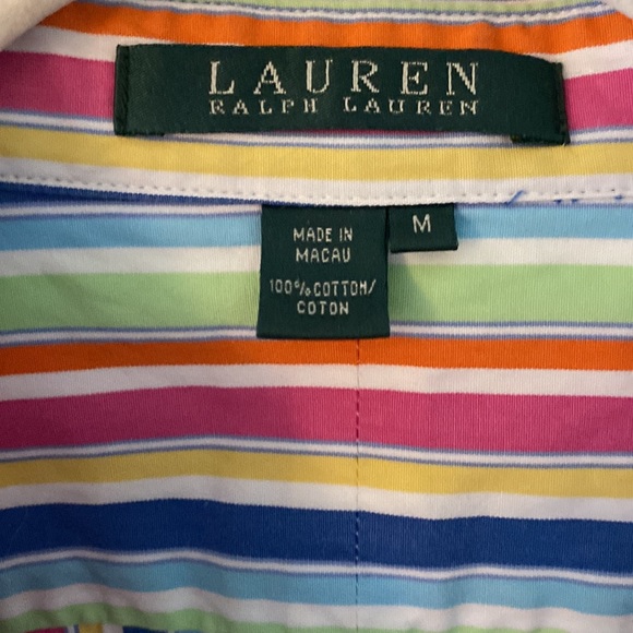 VTG Ralph Lauren Rainbow Stripe Button Down Shirt Size Medium - Picture 5 of 10